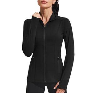 Womens Athletic Jacket Slim Fit Workout Zip Up Running Gym Yoga Sports Top
